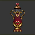 Medical Device Red Container With Gold Decorations Heart Shaped Handles And Accents