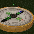 Decorative Ornament Set Featuring Round Compass With Yellow Base On Green Grass 3d model