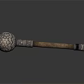 Decorative Mace With Intricate Floral Patterns And Wooden Handle Design