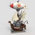 Steampunk Fantasy Airship Ship Hybrid With Crown Logo Sails And Mechanical Gears