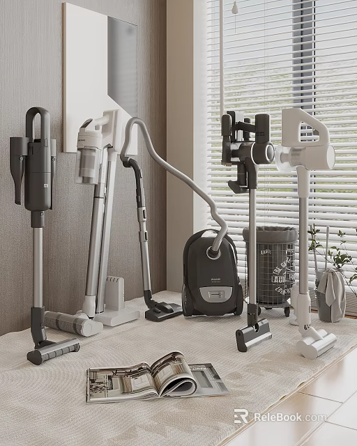 Smart Machines Including Vacuum Cleaners with Storage Racks and Accessories for Home Use 3d model 