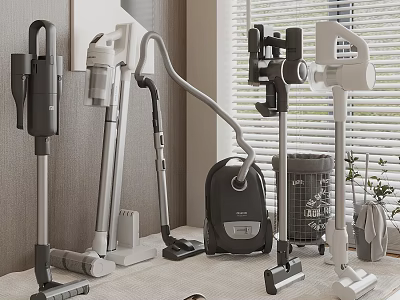 Smart Machines Including Vacuum Cleaners with Storage Racks and Accessories for Home Use 3d model