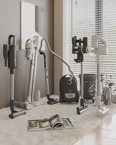 Smart Machines Including Vacuum Cleaners with Storage Racks and Accessories for Home Use 3d model