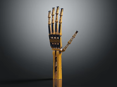 Mechanical Robotic Hand Design Featuring Yellow Black Structure And Detailed Components 3d model