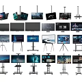 Various Modern Televisions With Different Stands Hanging Mounts And Styles 3d model