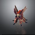 Pixelated Creature With Red Pink Wings Purple Legs And Detailed Pixel Art Design