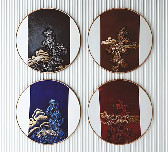 New Chinese Round Frame Painting Decorative Painting 3d model