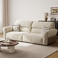 Beige Casual Sofa Set With Decorative Pillows And Wooden Coffee Table In Living Room