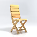 Wooden Folding Single Chair with Slatted Backrest and Cross Legs Design