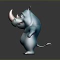 Cute Blue Cartoon Character With Pink Ears Nose And Round Body