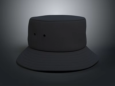Black Bucket Hat With Wide Brim Simple Design Fabric Material And Vent Holes 3d model