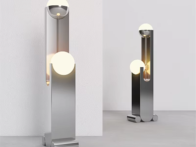 Modern Metallic Floor Lamp With Circular Light Balls And Sleek Contemporary Design 3d model