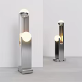 Modern Metallic Floor Lamp With Circular Light Balls And Sleek Contemporary Design
