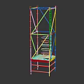 Modern White Metal Display Shelf With Ladder Design And Colored Platforms