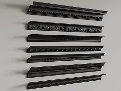 Black Decorative Lines With Various Architectural Molding Styles And Ornamental Designs 3d model