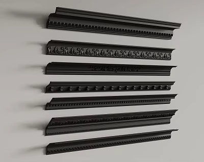 Black Decorative Lines With Various Architectural Molding Styles And Ornamental Designs 3d model