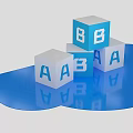 Stacked Floor Display With Blue White Letter Blocks Featuring A And B