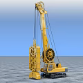 Yellow Construction Crane With Long Boom Hook And Cab For Lifting Operations 3d model