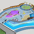 Colorful Park Design With Play Areas Lawns Pathways And Rest Pavilions