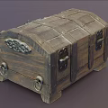 Vintage Wooden Chest With Decorative Metal Hardware And Intricate Carved Details