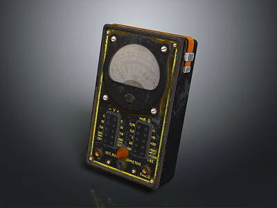 Vintage Analog Hardware Tool With Black Orange Casing And Dial Knob Scales 3d model