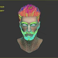 Realistic 3D Man Head Model with Short Hair and Beard