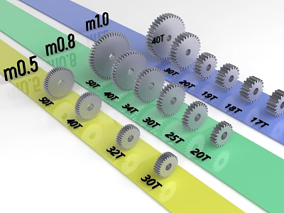 Hardware Tools Gears Various Sizes With Module m0.5 m0.8 m1.0 Tooth Counts 20T 25T 30T 3d model