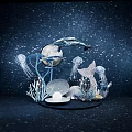 Starry Night Themed Paper Art Installation With Moon Dolphin Jellyfish And Coral