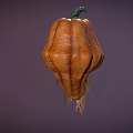 Halloween Themed Decorative Light With Carved Pumpkin Head Glowing Eyes And Mouth
