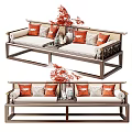 New Chinese-style double sofa 3d model