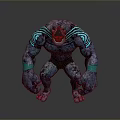 Mythical Creature With Blue Stone Like Body Green Glowing Stripes And Muscular Build