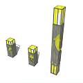 Outdoor Lights With Various Heights Gray Pillars And Yellow Light Panels