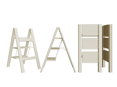 Set of White Modern Storage Shelves Including A Frame and Multi Tier Designs 3d model