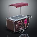 Mobile Ice Cream Cart With Red Awning Tip Top Logo And Ice Cream Cone Graphic