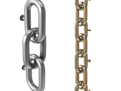 Silver And Golden Metal Chain Links With Interconnected Design Elements 3d model