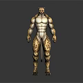 Muscular Anthropomorphic Cheetah Creature Standing In Dark Background With Spotted Fur