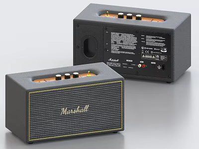 Marshall Audio Speakers With Classic Front Design And Back Control Knobs Ports 3d model