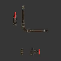 Rusty Metal Pipes And Valves With Red Handles On White Background