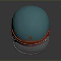 Teal And Red Helmet With Red X Logo Orange Strap Metal Buckles And Red Lining