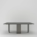 Modern Minimalist Coffee Table with Sleek Rectangular Top and Sturdy Metal Legs 3d model