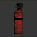 Old Red Rusted Fire Extinguisher With Vintage Design And Rusty Surface