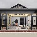 Roof Garden Sunroom With Glass Roof Brick Structure Cozy Interior And Plants