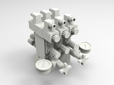 Industrial Control Equipment With Valves Knobs Pressure Gauges And Connection Ports 3d model