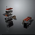 High Precision Automotive Engine Components With Red And Silver Metallic Finish 3d model