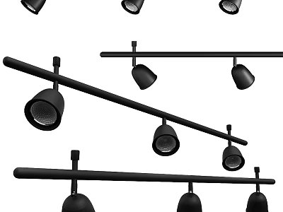 Black Track Mounted Spotlights And Recessed Downlights Modern Home Ceiling Lighting Fixtures Design 3d model