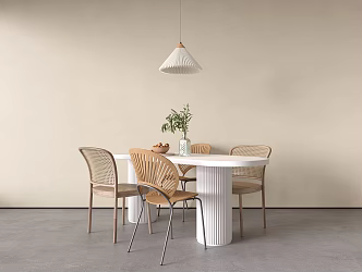 Cream wind dining table and chair 3d model