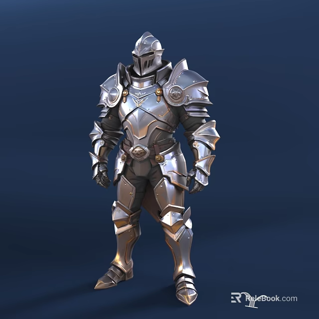 High Quality 3D Rendered Fantasy Medieval Shiny Silver Full Body Knight Armor Model 3d model 