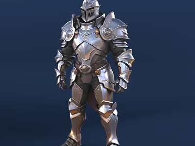High Quality 3D Rendered Fantasy Medieval Shiny Silver Full Body Knight Armor Model 3d model