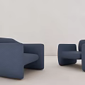 Modern Blue Single Sofa With Block Shaped Design In Light Background 3d model