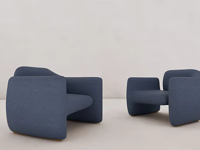 Modern Blue Single Sofa With Block Shaped Design In Light Background 3d model